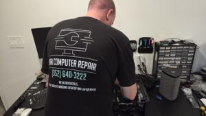 Bryon at work in the AAA Computer Repair shop, where over 20 years of technical experience goes into every Windows PC repair.